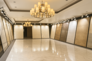 Elegant showroom displaying the best tiles in Bangalore with premium marble flooring and designer wall tiles.