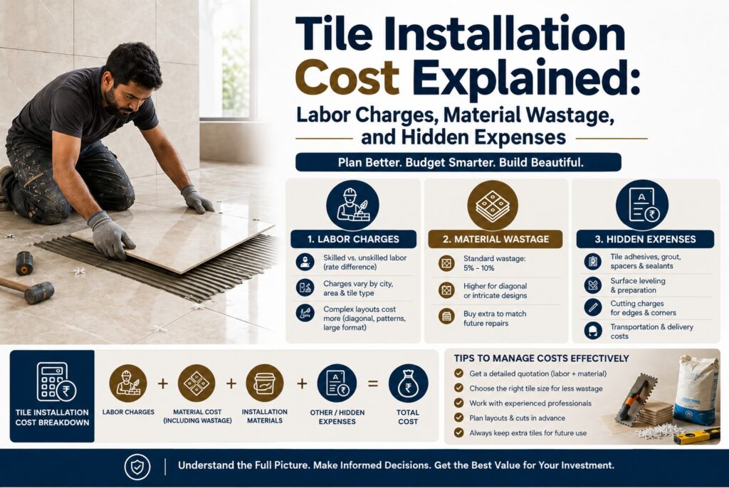 tile installation labor cost per sq ft